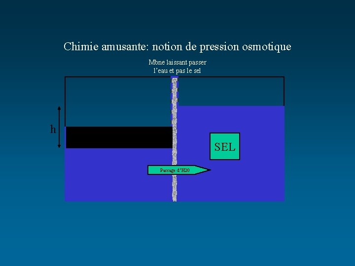 Chimie amusante: notion de pression osmotique Mbne laissant passer l’eau et pas le sel