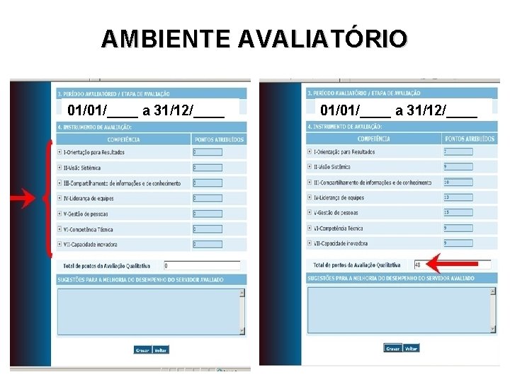 AMBIENTE AVALIATÓRIO 01/01/____ a 31/12/____ 