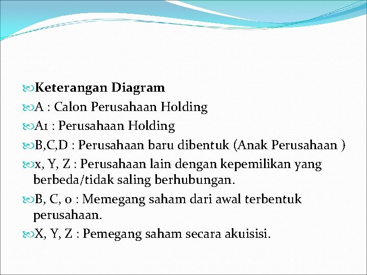  Keterangan Diagram A : Calon Perusahaan Holding A 1 : Perusahaan Holding B,