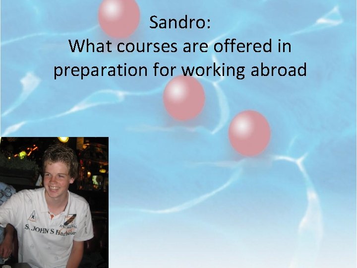 Sandro: What courses are offered in preparation for working abroad 