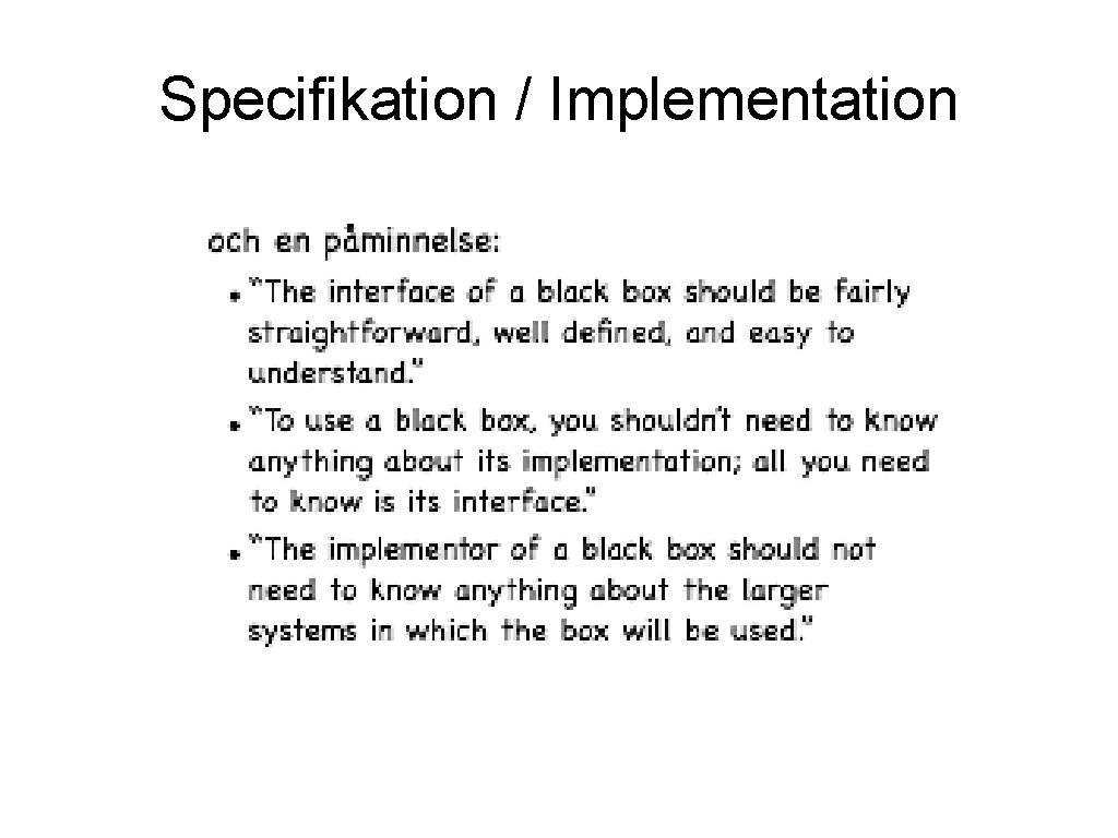 Specifikation / Implementation 