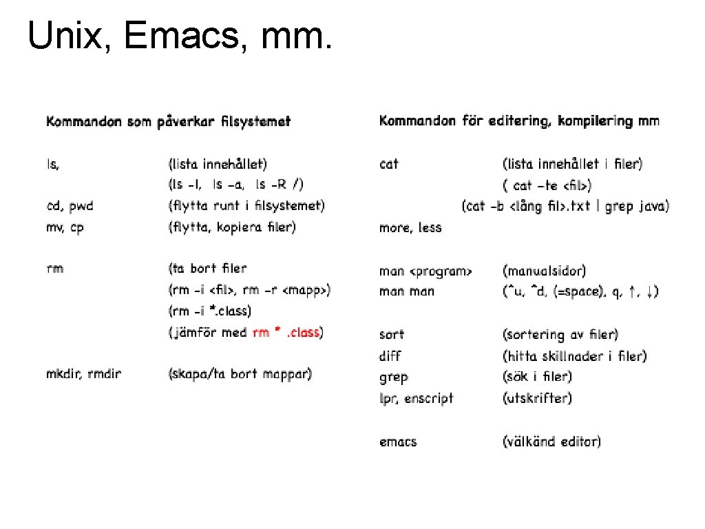 Unix, Emacs, mm. 
