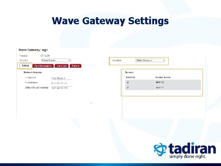 Wave Gateway Settings 