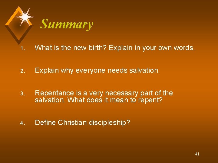 Summary 1. What is the new birth? Explain in your own words. 2. Explain