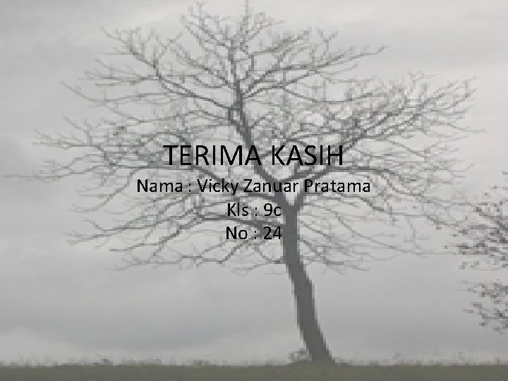 TERIMA KASIH Nama : Vicky Zanuar Pratama Kls : 9 c No : 24 TERIMA KASIH Nama : Vicky Zanuar Pratama Kls : 9 c No : 24