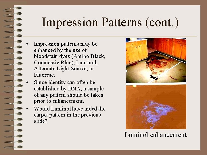Impression Patterns (cont. ) • Impression patterns may be enhanced by the use of Impression Patterns (cont. ) • Impression patterns may be enhanced by the use of