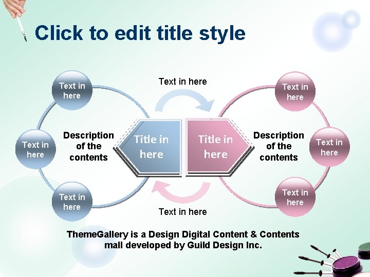 Click to edit title style Text in here Description of the contents Text in