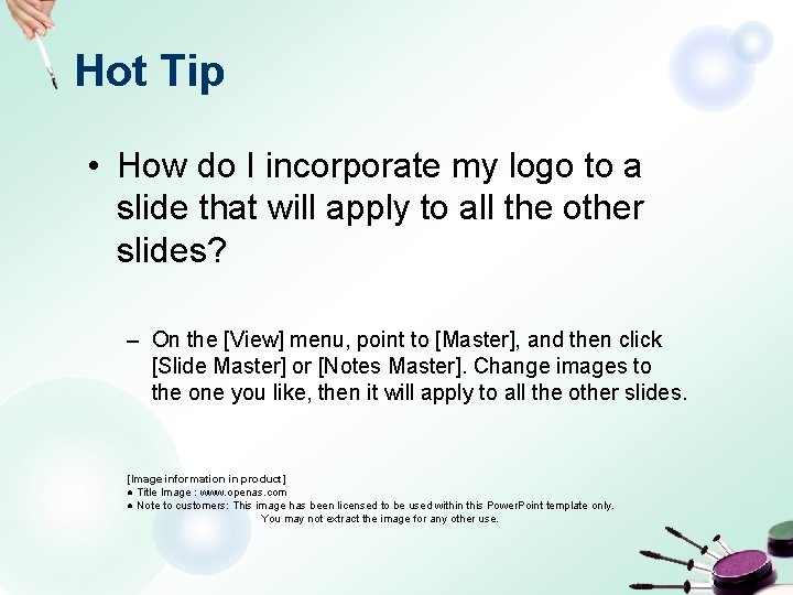 Hot Tip • How do I incorporate my logo to a slide that will