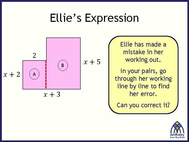 Ellie’s Expression B A Ellie has made a mistake in her working out. In