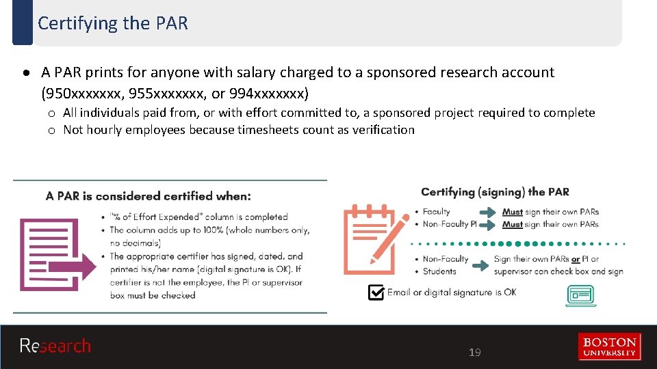 Certifying the PAR A PAR prints for anyone with salary charged to a sponsored