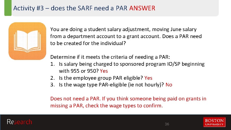 Activity #3 – does the SARF need a PAR ANSWER You are doing a