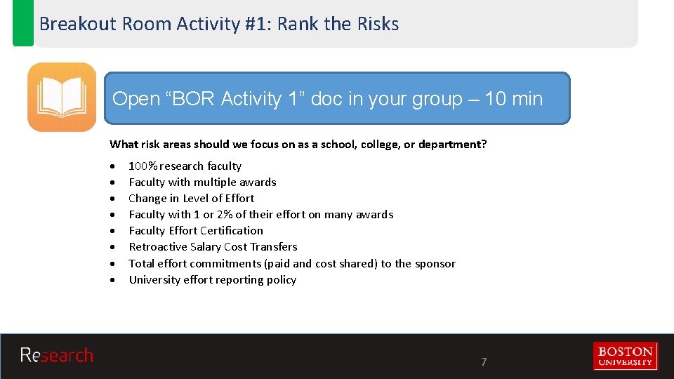 Breakout Room Activity #1: Rank the Risks Open “BOR Activity 1” doc in your
