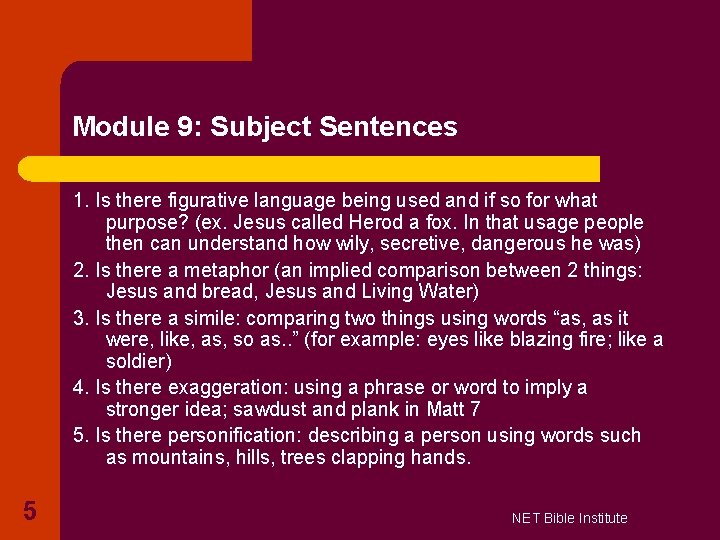 Module 9: Subject Sentences 1. Is there figurative language being used and if so Module 9: Subject Sentences 1. Is there figurative language being used and if so
