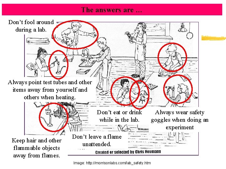 The answers are … Don’t fool around during a lab. Always point test tubes