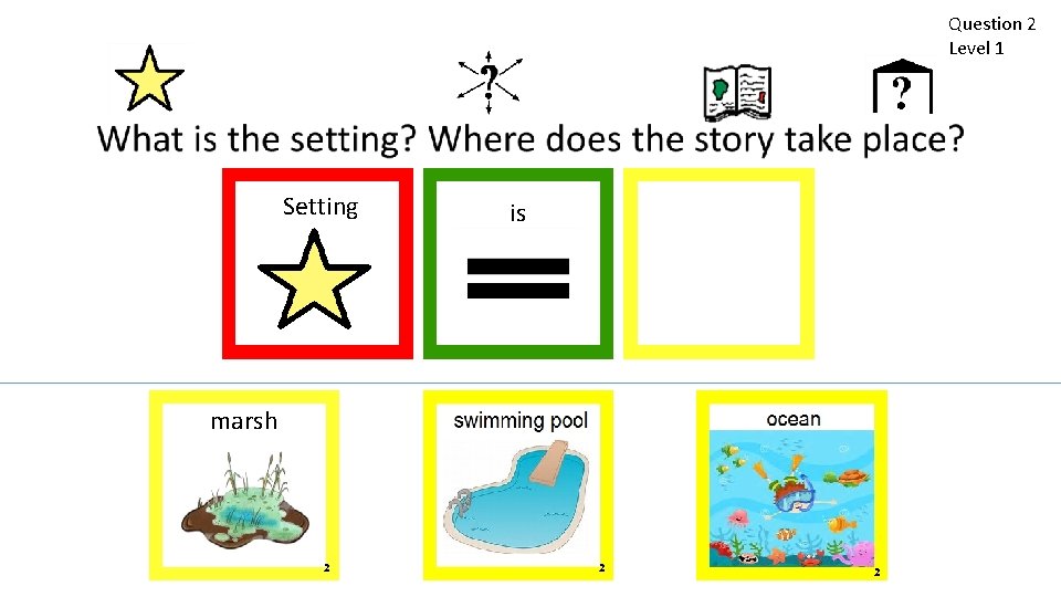 Question 2 Level 1 Setting is marsh 2 2 2 