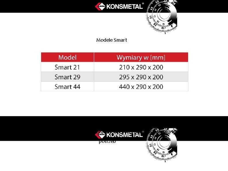 Modele Smart Dostępne są trzy modele skrytek Smart, różniące się wysokością. Dzięki temu klient