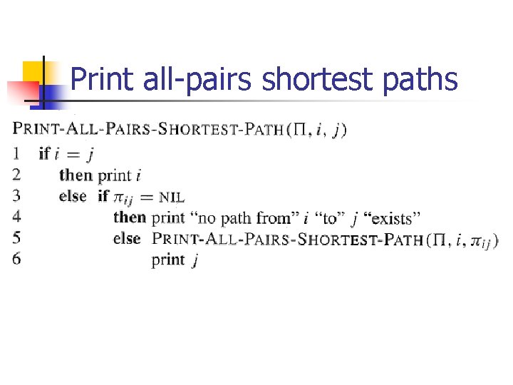 Print all-pairs shortest paths 