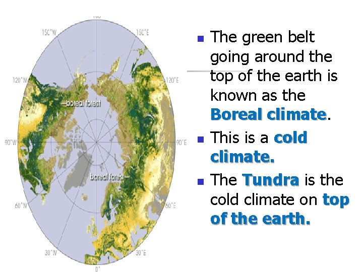 n n n The green belt going around the top of the earth is