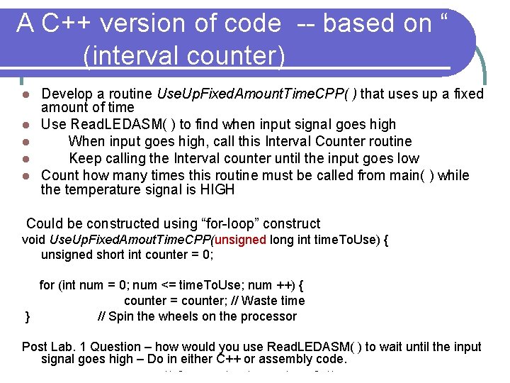 A C++ version of code -- based on “ (interval counter) l l l