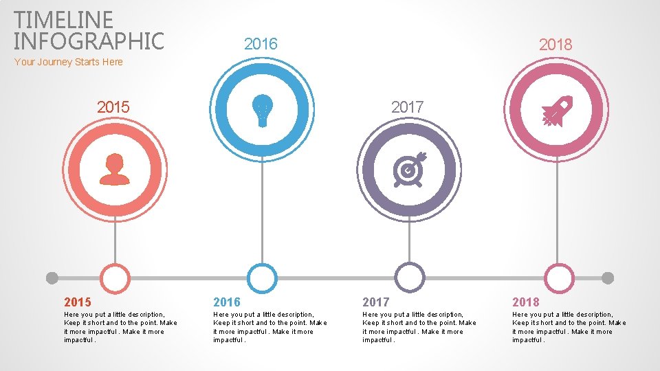 TIMELINE INFOGRAPHIC 2016 2018 Your Journey Starts Here 2015 2017 2015 2016 2017 2018