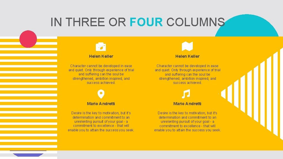 IN THREE OR FOUR COLUMNS Helen Keller Character cannot be developed in ease and
