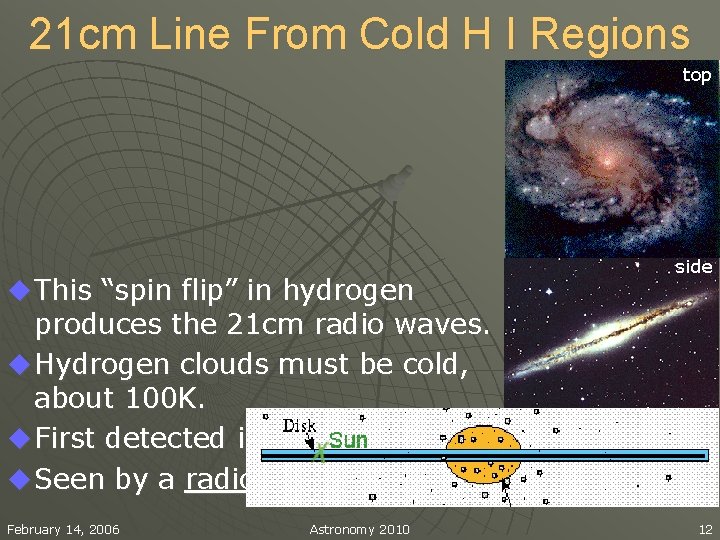 21 cm Line From Cold H I Regions top u This “spin flip” in