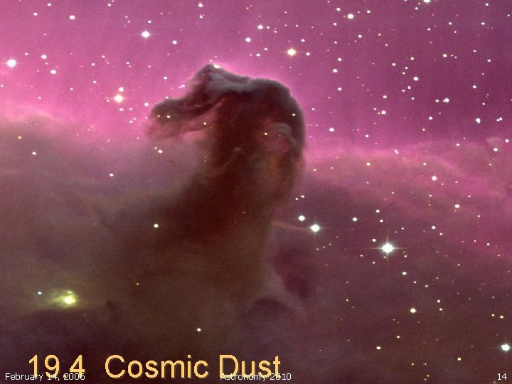 19. 4 Cosmic Dust February 14, 2006 Astronomy 2010 14 