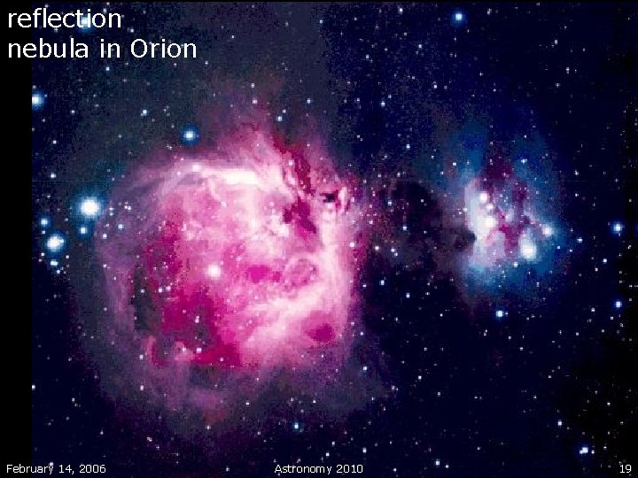 reflection nebula in Orion February 14, 2006 Astronomy 2010 19 