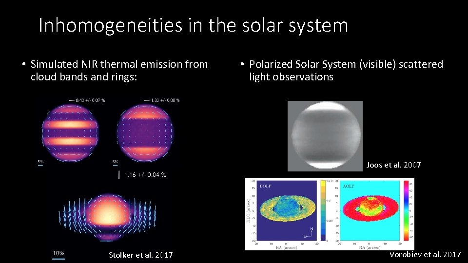 Inhomogeneities in the solar system • Simulated NIR thermal emission from cloud bands and