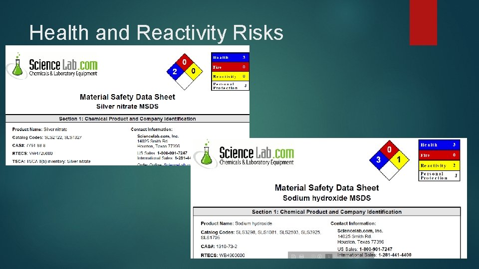 Health and Reactivity Risks 