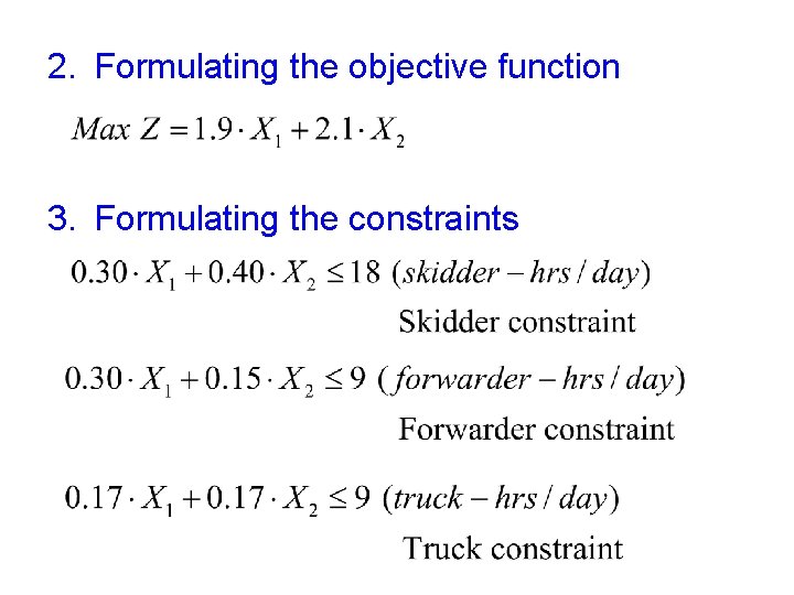 2. Formulating the objective function 3. Formulating the constraints 