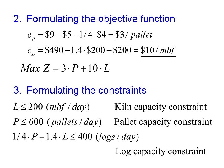 2. Formulating the objective function 3. Formulating the constraints 