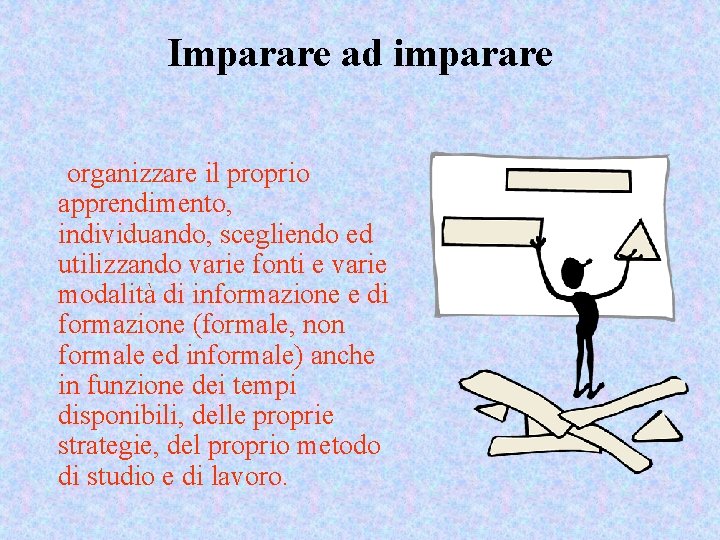 Imparare ad imparare organizzare il proprio apprendimento, individuando, scegliendo ed utilizzando varie fonti e