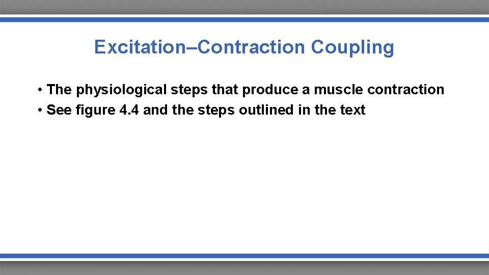 Excitation–Contraction Coupling • The physiological steps that produce a muscle contraction • See figure