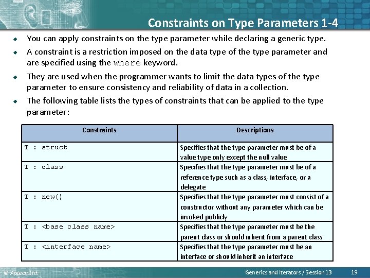 Constraints on Type Parameters 1 -4 u u You can apply constraints on the