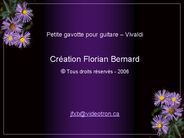Petite gavotte pour guitare – Vivaldi Création Florian Bernard © Tous droits réservés -