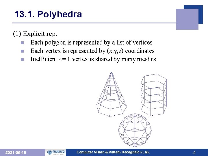 13. 1. Polyhedra (1) Explicit rep. n n n 2021 -05 -19 Each polygon 13. 1. Polyhedra (1) Explicit rep. n n n 2021 -05 -19 Each polygon
