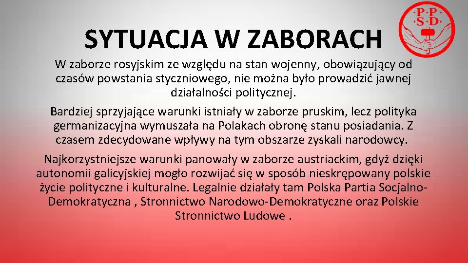 SYTUACJA W ZABORACH W zaborze rosyjskim ze względu na stan wojenny, obowiązujący od czasów