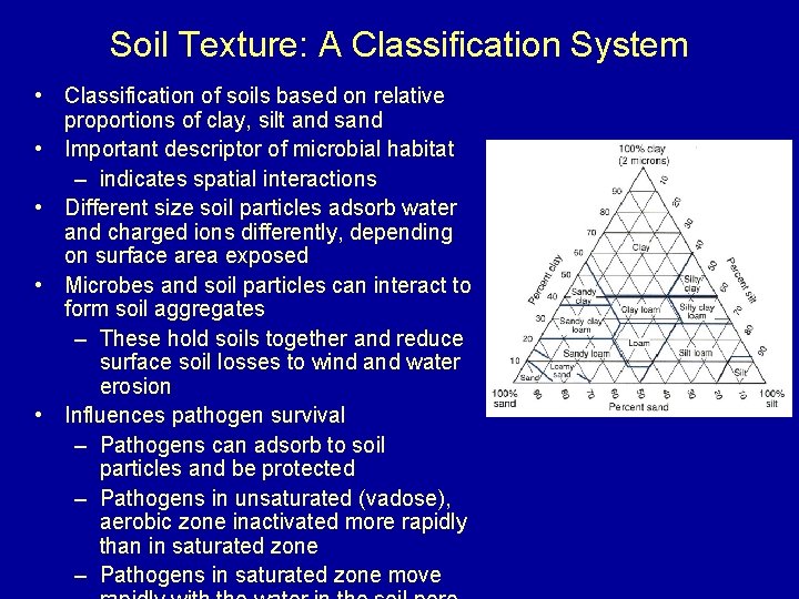 Soil Texture: A Classification System • Classification of soils based on relative proportions of
