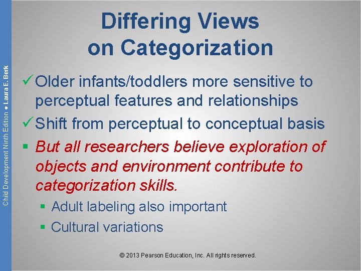 Child Development Ninth Edition ● Laura E. Berk Differing Views on Categorization ü Older