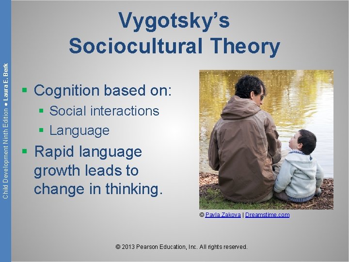 Child Development Ninth Edition ● Laura E. Berk Vygotsky’s Sociocultural Theory § Cognition based