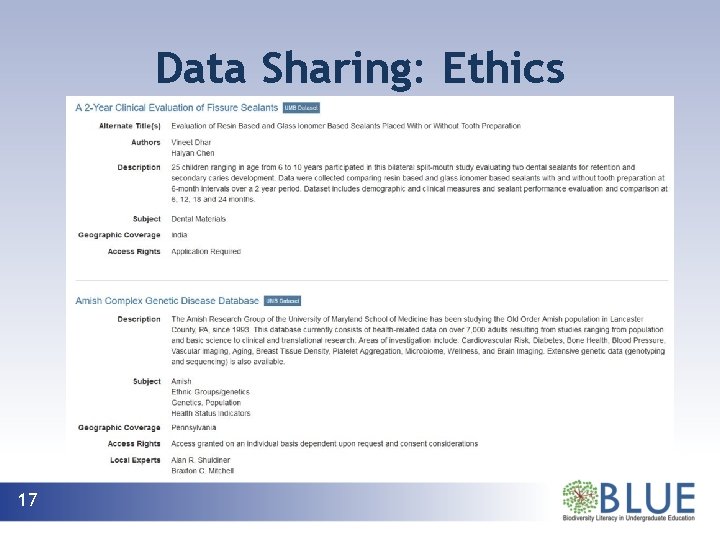 Data Sharing: Ethics 17 