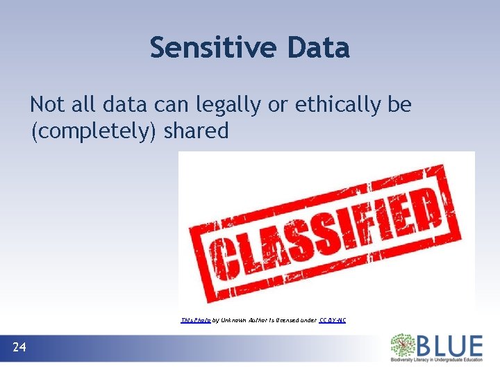 Sensitive Data Not all data can legally or ethically be (completely) shared This Photo