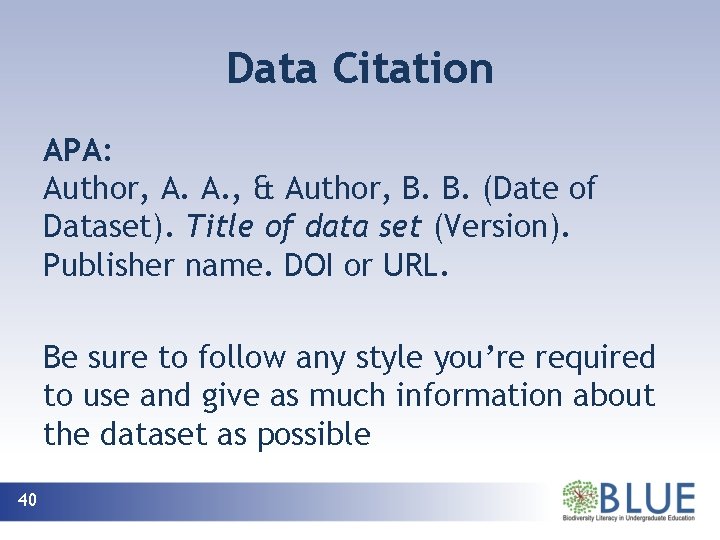 Data Citation APA: Author, A. A. , & Author, B. B. (Date of Dataset).