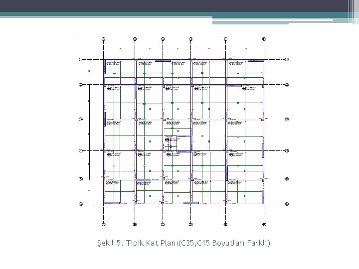 Şekil 5. Tipik Kat Planı(C 35, C 15 Boyutları Farklı) 