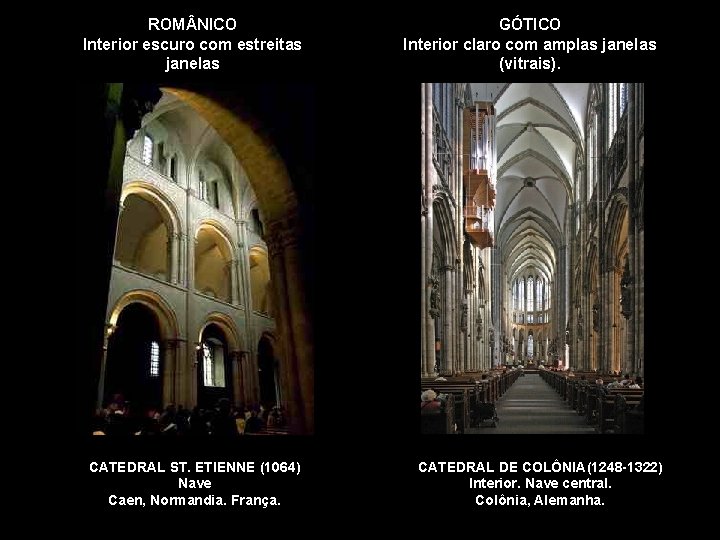 ROM NICO Interior escuro com estreitas janelas CATEDRAL ST. ETIENNE (1064) Nave Caen, Normandia.