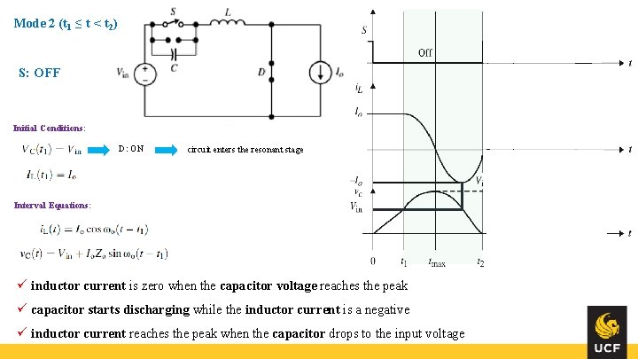 Mode 2 (t 1 ≤ t < t 2) S: OFF Initial Conditions: D: