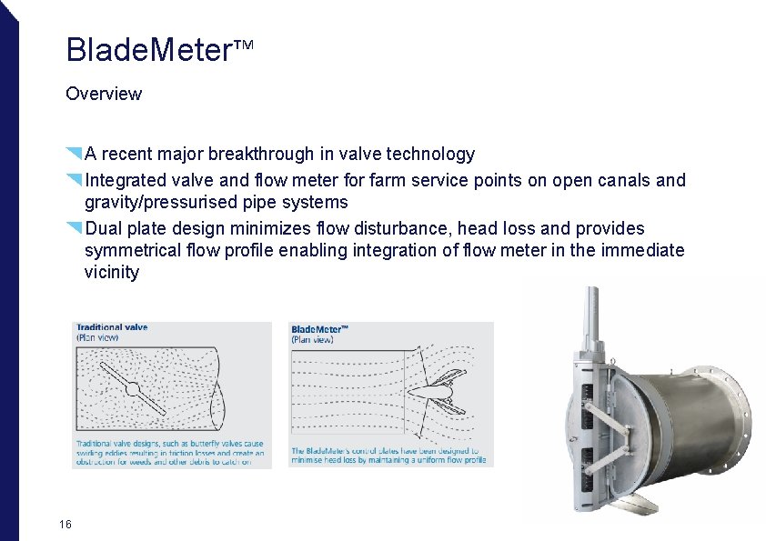 Blade. Meter™ Overview A recent major breakthrough in valve technology Integrated valve and flow