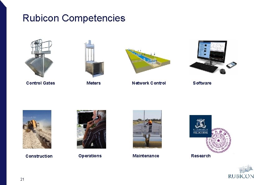 Rubicon Competencies Control Gates Construction 21 Meters Operations Network Control Maintenance Software Research 