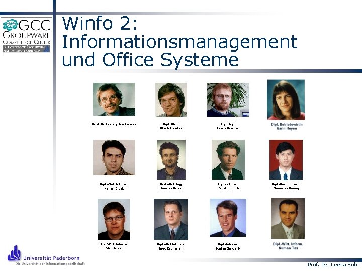 Winfo 2: Informationsmanagement und Office Systeme Prof. Dr. Leena Suhl 